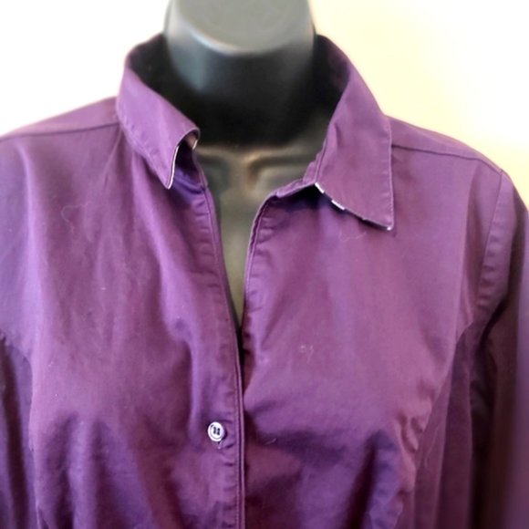 LANE BRYANT | Women's Button Down Animal Print Collar Shirt Purple Size 14 - Picture 3 of 9